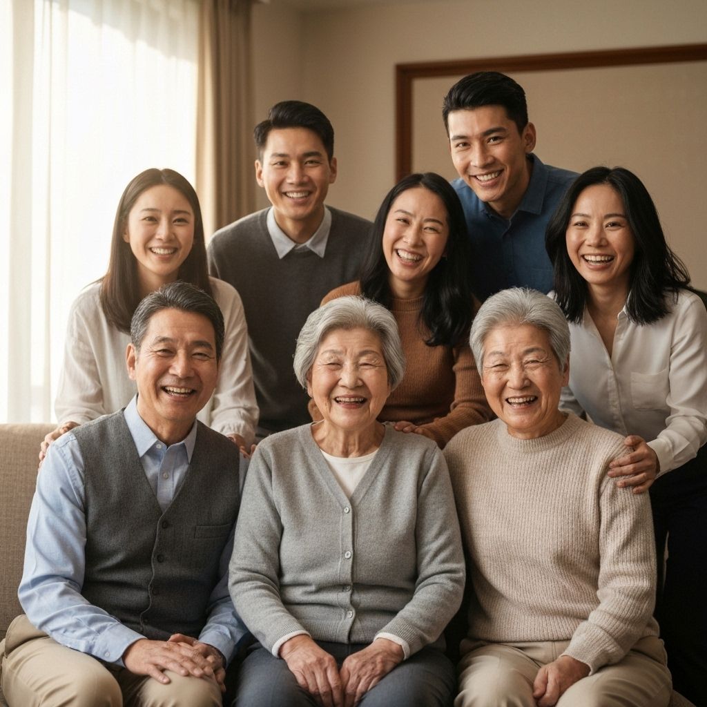 diverse multigenerational family with elderly pare